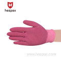 Hespax Women Crinkle Latex Palm Coated Gardening Gloves